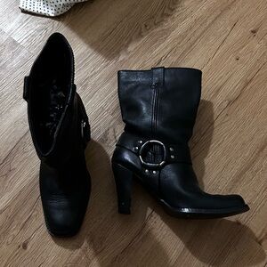 Harley-Davidson Black Heeled Boots with Buckle